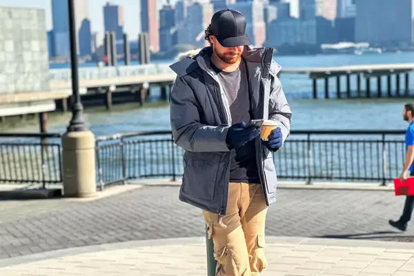 A person walks outside while wearing the L.L. Bean Men