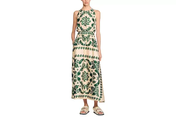 Nordstrom SANDRO Leaf print maxi dress