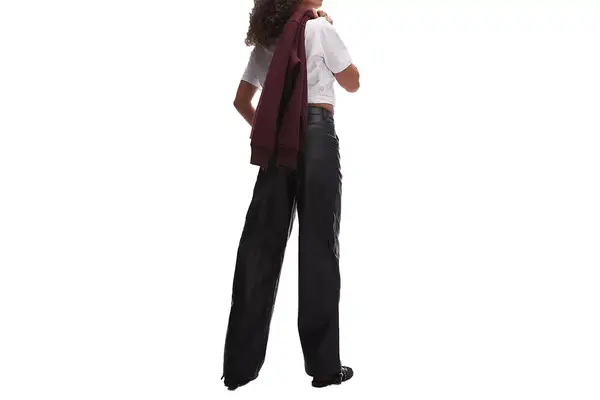  Topshop Wide Leg Faux Leather Pants