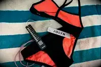 The Jolyn Jocelyn Bikini Top and Jolyn Andy Bikini Bottom with the tags on
