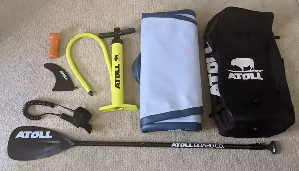 The Bōte WULF Aero Inflatable Paddle Board deflated in its carrying case