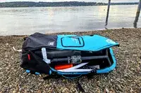 The Hydrus Paradise Touring Inflatable Paddle Board in its travel case