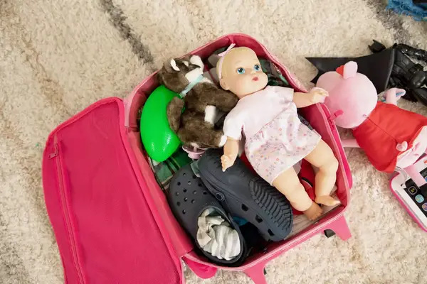 Stephen Joseph Classic Rolling Luggage full of items