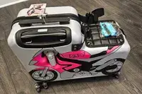 A close-up of the Younglingz Ride On Suitcase