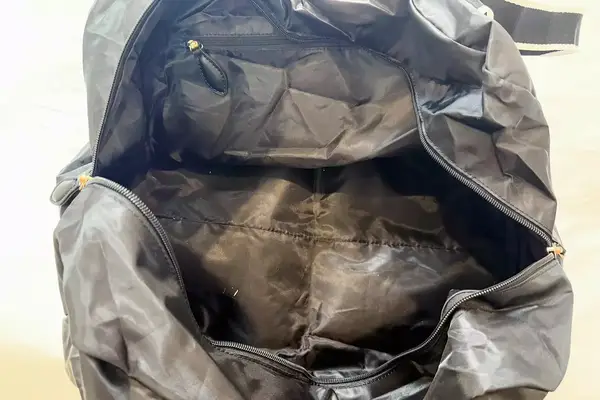 Top-down view of an empty open Paravel Fold-Up Bag