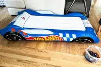 The Funboy Kids Sleepover Air Mattress on a wooden floor