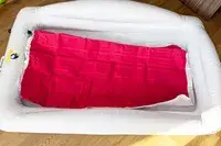 An overhead view of the Sleepah Inflatable Toddler Travel Bed
