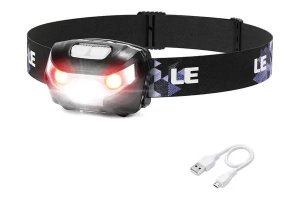 Lepro LED Headlamp Rechargeable - Super Bright Head Lamp with 5 Modes for Camping & Hiking Gear Essentials, IPX4 Waterproof Headlight Flashlight with Red Light, USB Cable Included