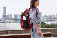 A person wears the SHRRADOO Anti Theft Laptop Backpack on their back