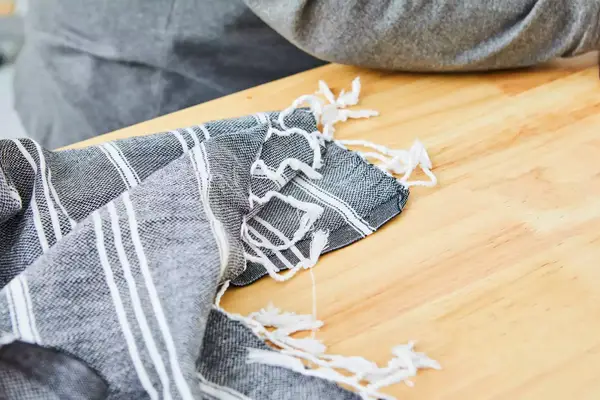 A gray Turkish bath towel