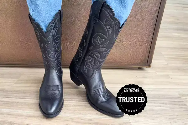 A person wearing western boot