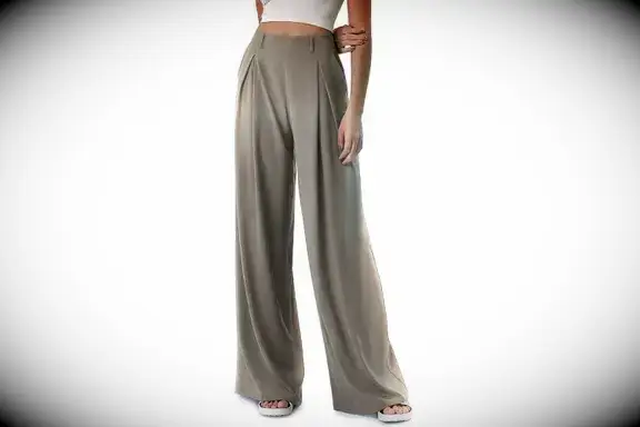 ODODOS Chiffon Flowy Pleated Wide Leg Pants