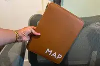 Person Holding Mark & Graham Essential Tech Folio With Custom Monogram