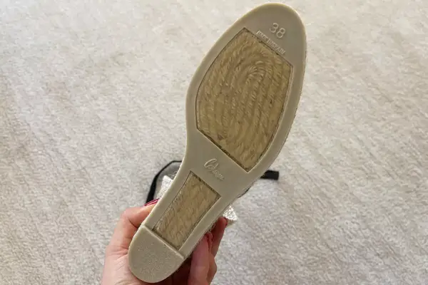 Closeup of the sole of the Castañer Carina Wedge Espadrilles