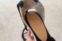 Closeup of the inside heel of the Castañer Carina Wedge Espadrilles