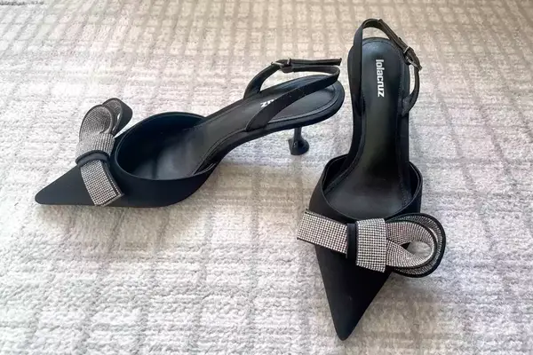 The Lola Cruz Cynthia Slingback 55 on a carpeted floor