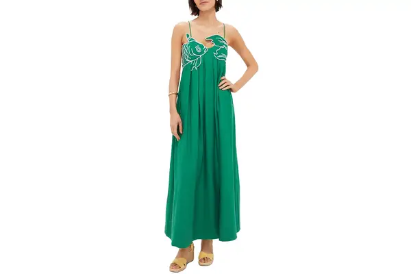 Exclusive Green Fish Top Maxi Dress