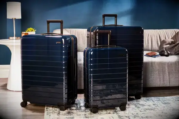 Set of three Away suitcases in room