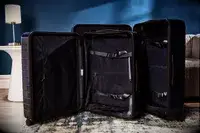The interior of an Away suitcase