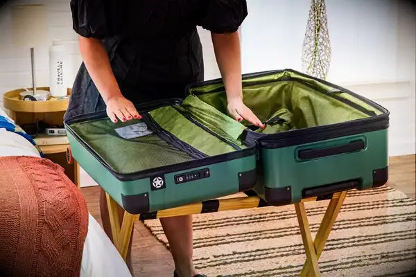 The interior of a Delsey x Jeep suitcase