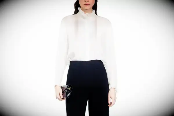 Sandro Silk Shirt With Gathered Collar 