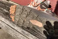 The bottom treads on the Oboz Womenâs Katabatic Mid Waterproof Hiking Boots