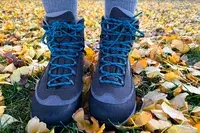 A person wears the Asolo Arctic GV Women’s Hiking Boots