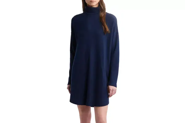 Treasure & Bond Long Sleeve Waffle Knit Turtleneck Dress