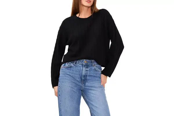 1.State Mixed Stitch Crewneck Sweater