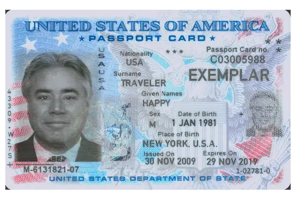 A passport card issued by the United States