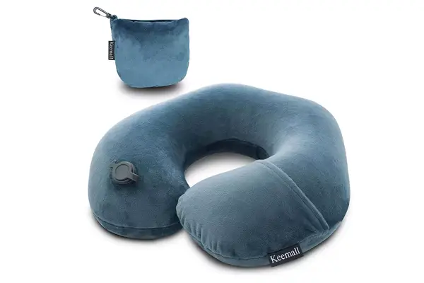 Inflatable Travel Neck Pillow for Airplane Train Car 