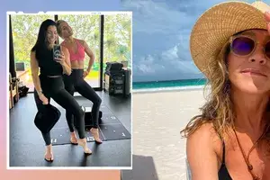 Jennifer Aniston working out and at the beach