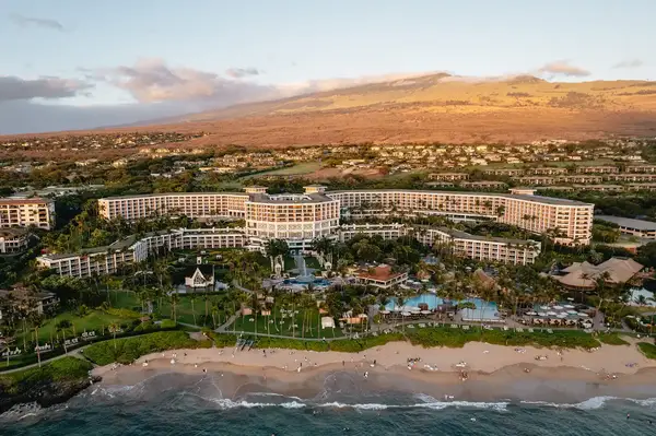 Aerial view of the Grand Wailea resort and surrounding beachfront on Maui Hawaii