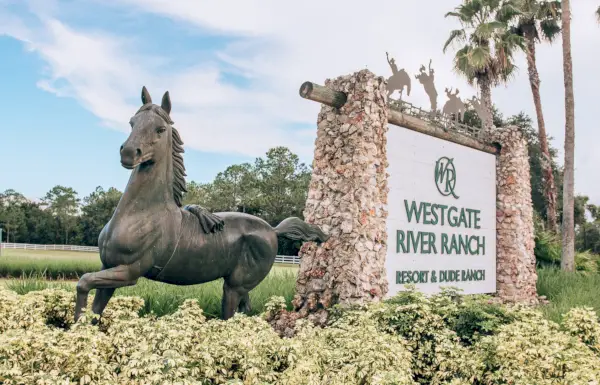 entrance and welcome sign to westgate river ranch