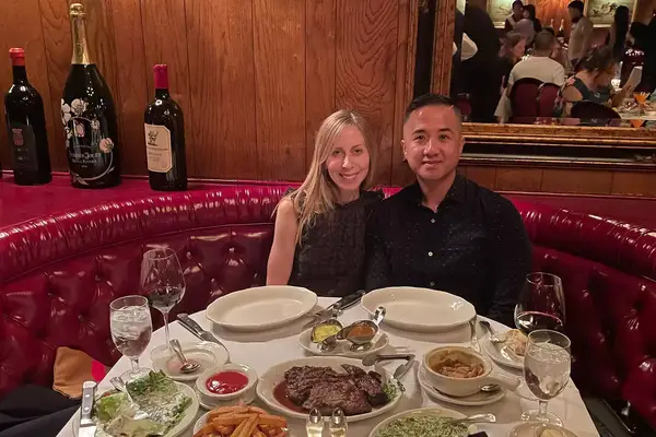 A couple (writer and husband) out to dinner together