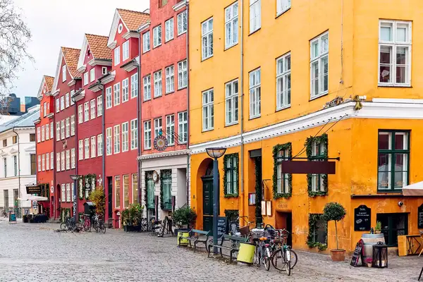 Historic houses in the old town of Copenhagen, Denmark