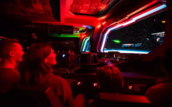 Inside the Rise of the Resistance ride at Disney World