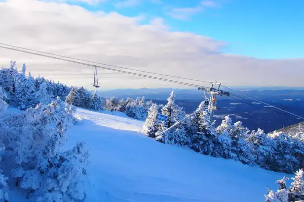 On the ski slopes of Mount Cannon in the White Mountains National Forest region of the state of New Hampshire in the United States.