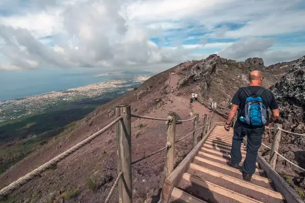 Hiking the pathway in Vesuvius National Park, Naples, Campania, Italy, Europe