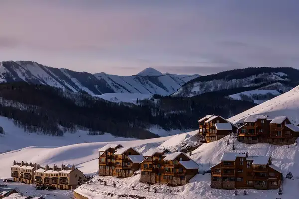  Snow Covered Mountains and homes in Crested Butte, Colorado