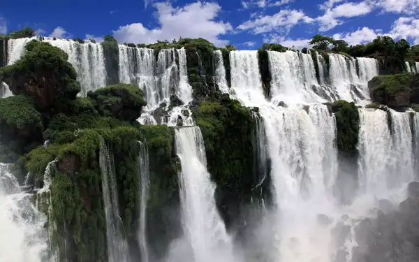 Looking down on a walkway at Iguazu Falls, Argentina