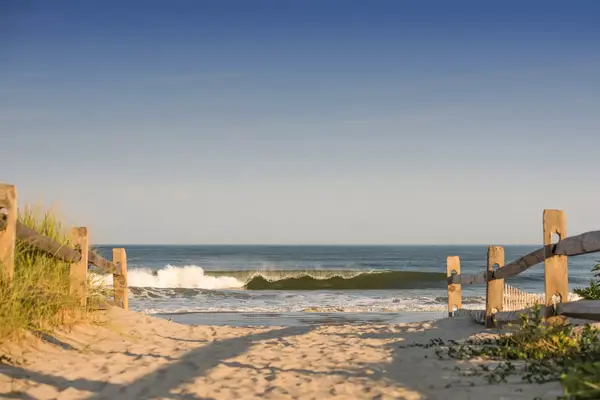 The beach entrance leading to the ocean in Stone Harbor, NJ