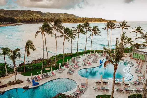 Aerial view of pool at Turtle Bay Resort
