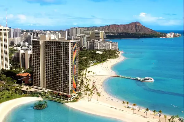 Aerial view of Hilton Hawaiian Village Waikiki Beach Resort