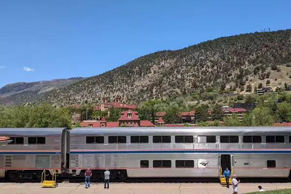 Exterior view of an amtrak train 