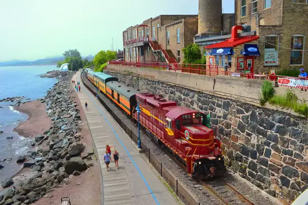 A view of the Duluth Zephyr train on the tracks