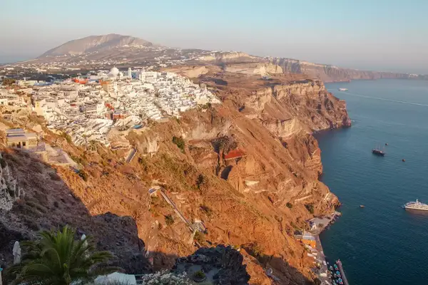 Sun setting on the coast of Santorini