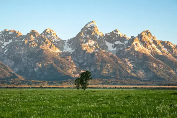 Snow capped mountains in the Grand Tetons