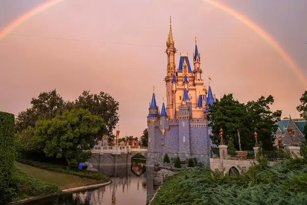 A rainbow adds a little extra magic to the morning at Magic Kingdom Park at Walt Disney World Resort in Lake Buena Vista, Fla