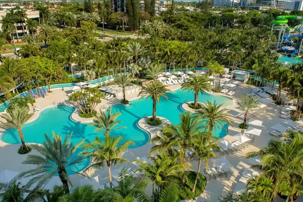 Aerial view of pool area of Miami Turnberry 
